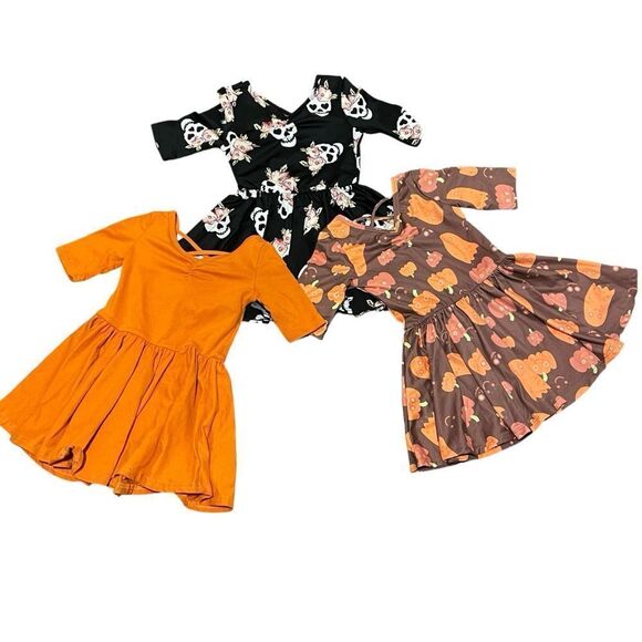 Dot Dot Smile 3 Ballerina Dresses Black / White Pink Skulls Orange Pumpkin 2T - Picture 1 of 12